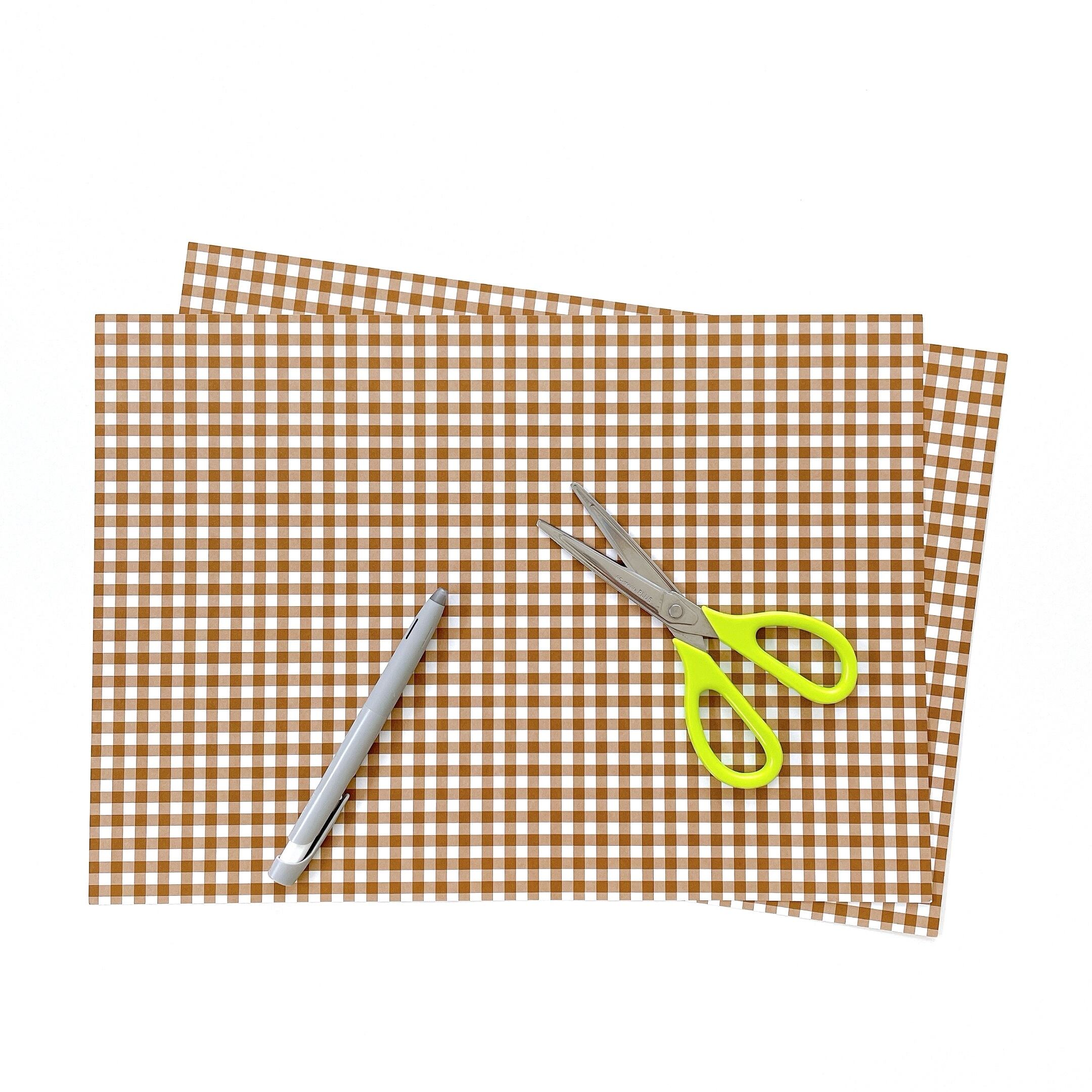 B4模様画用紙【ギンガムチェック5枚】12色から選択 | イロドリ用紙店