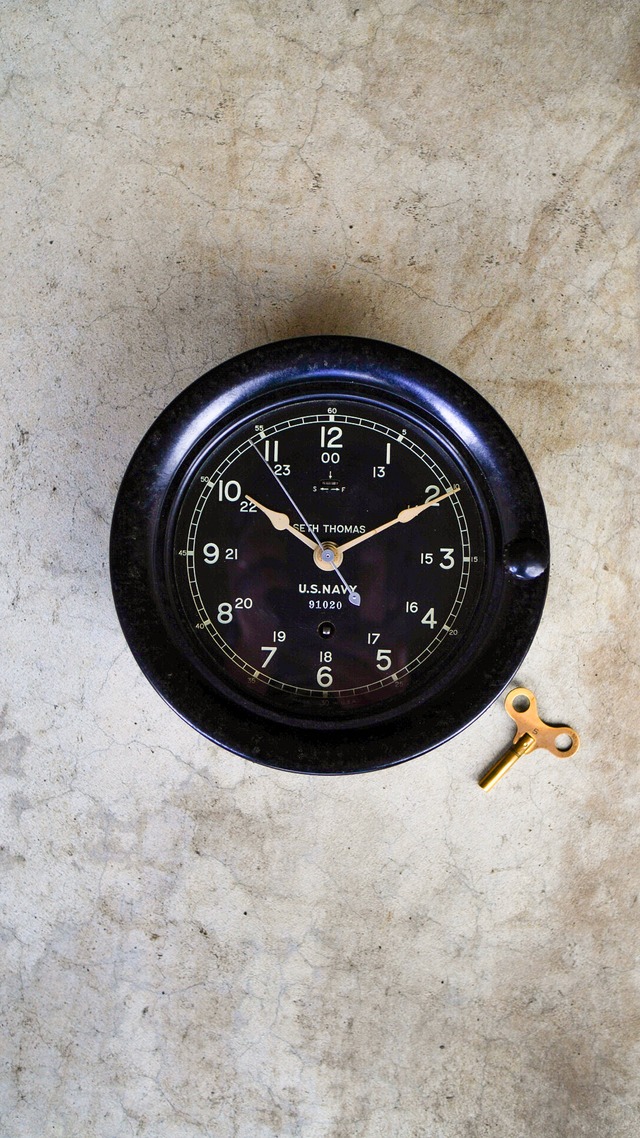 【1940s】SETH THOMAS セス・トーマス US Navy デッキ クロック《壁掛け時計 ベークライト製 アメリカ海軍 軍用時計 実物 ミリタリー ヴィンテージ》