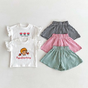 【BABY&KID】夏作フリル袖Tシャツorチェック柄ショーツ