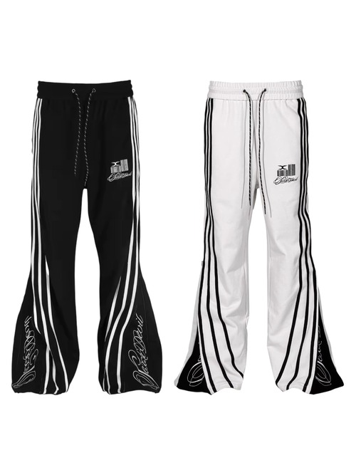 【SEXXDEVIL】“DESIRE” Deconstructed Zip-Detail Pinstripe Sweatpants