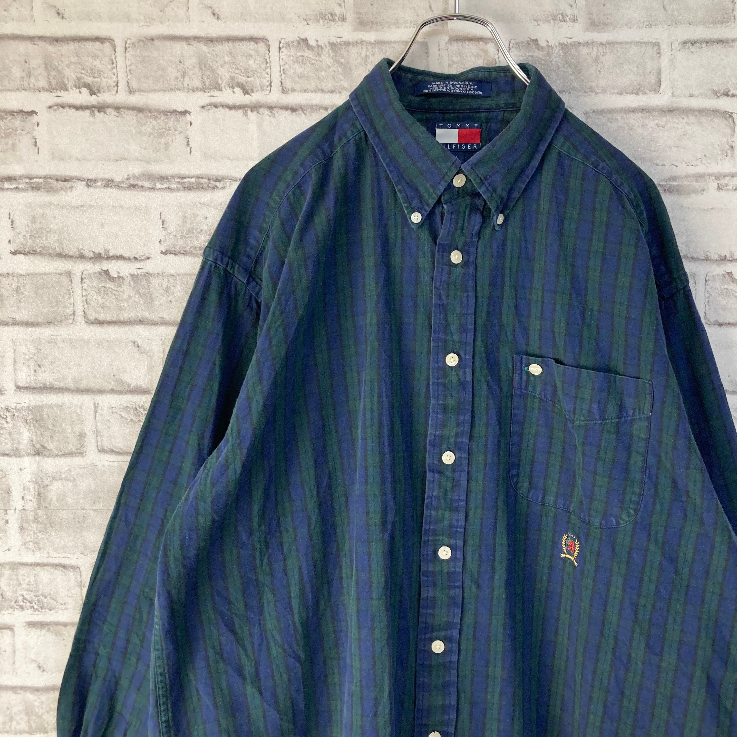 90s  トミーヒルフィガー BDシャツ チェックシャツ ワンポイントロゴ