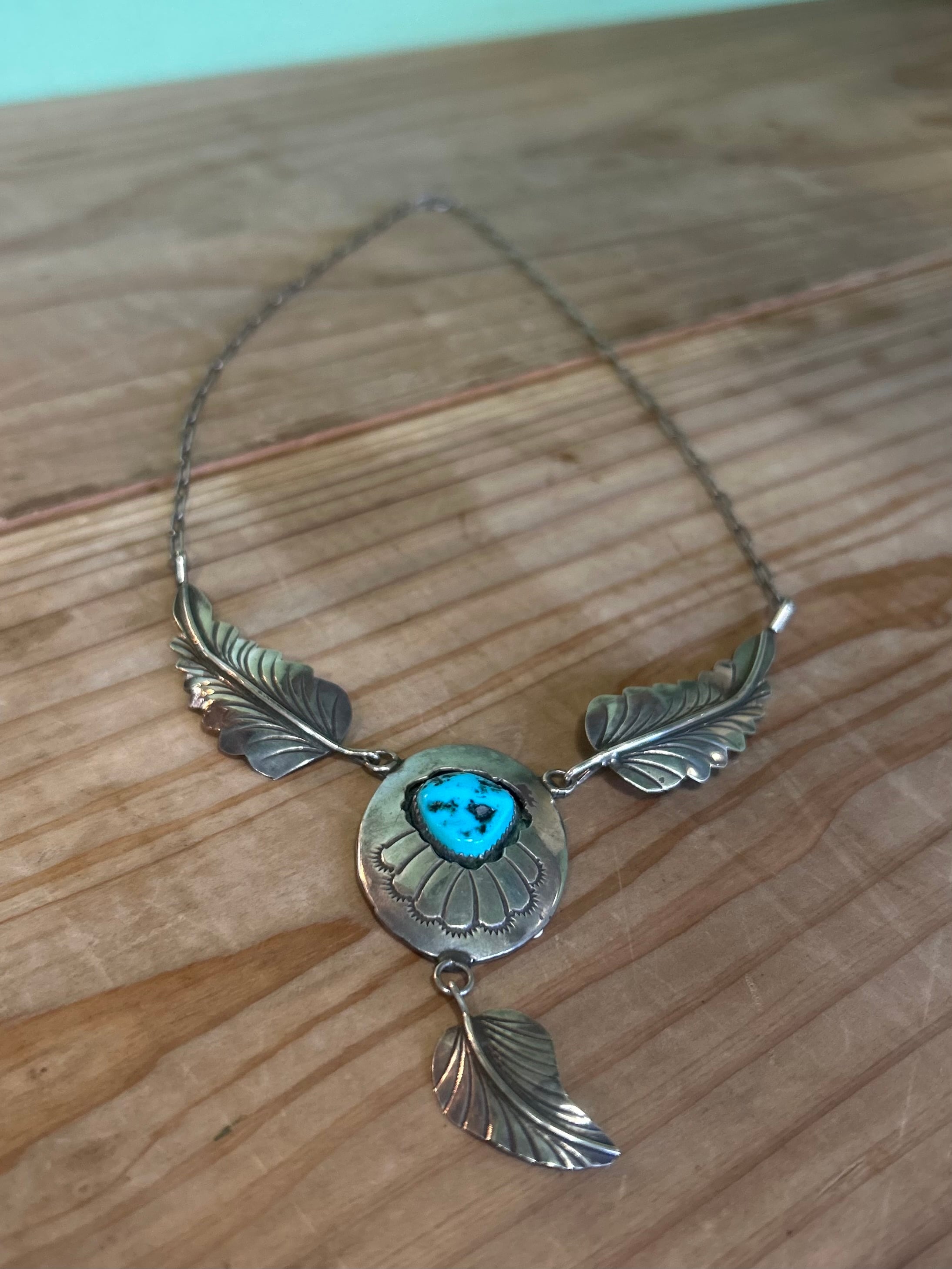 700s VINTAGE NAVAJO TURQUOISE&STARRING SILVER  NECKLACE