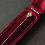英国アンティークジュエリー 15ctゴールド 真珠 シャムロック ピン （ソーティングメモ付）