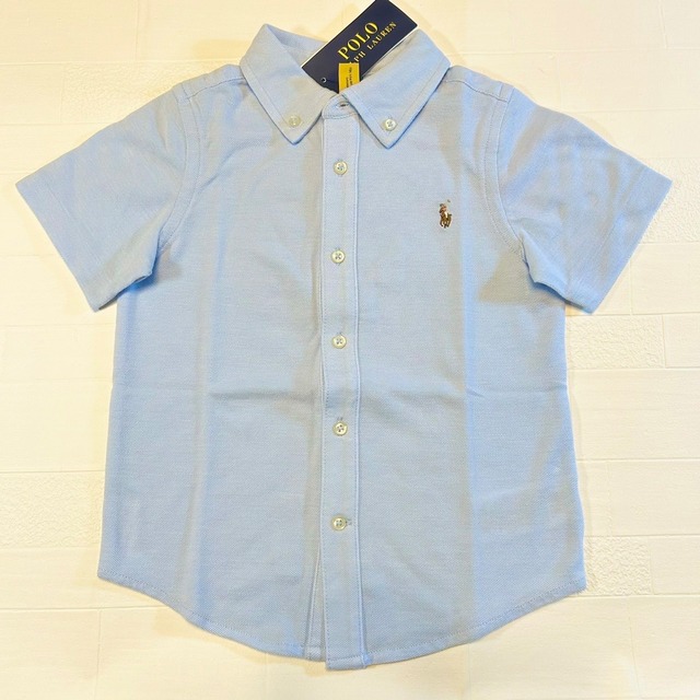 L160-165cm 半袖シャツ　青　オックスフォード　ラルフローレン
