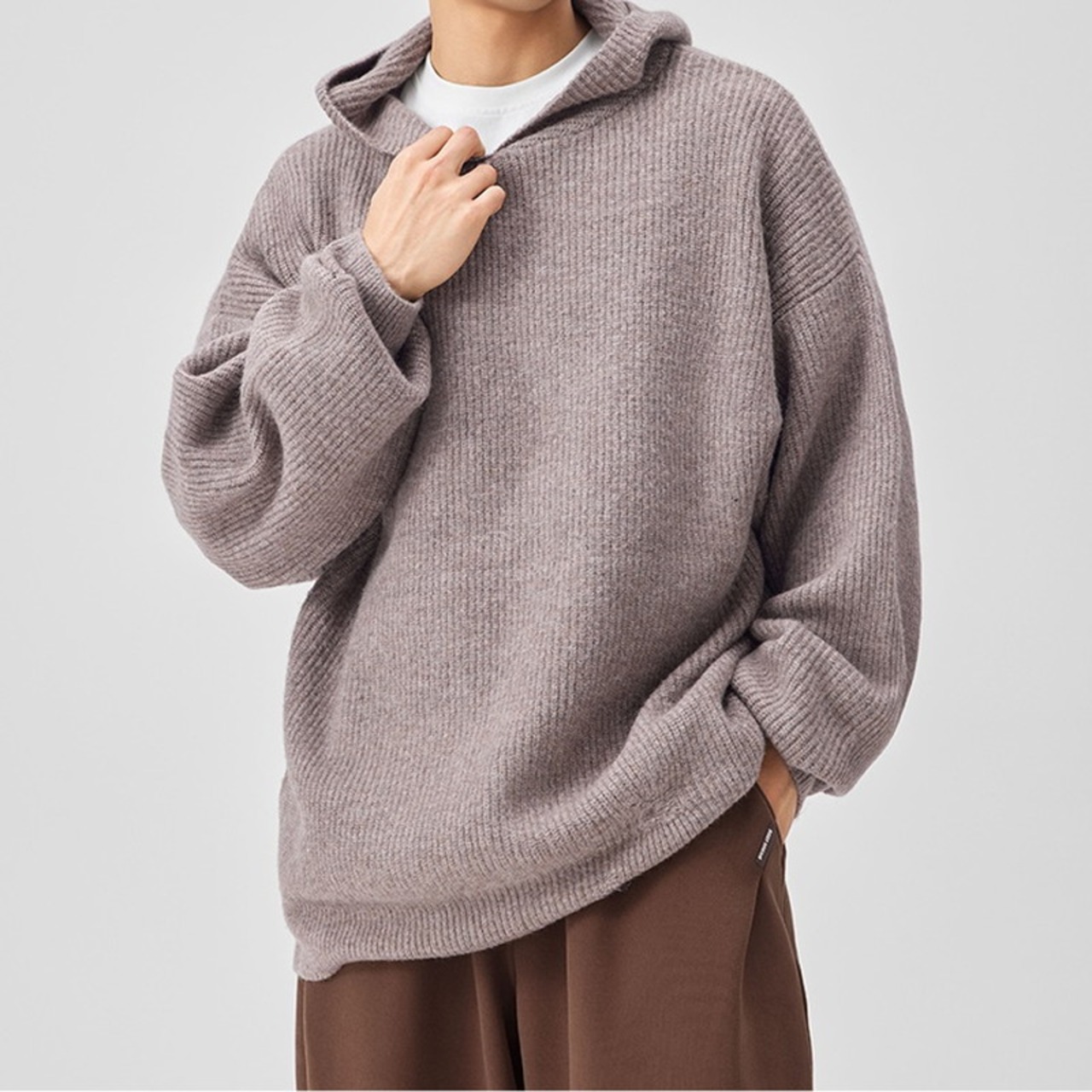 ダメージ加工ポイントフードニット　949