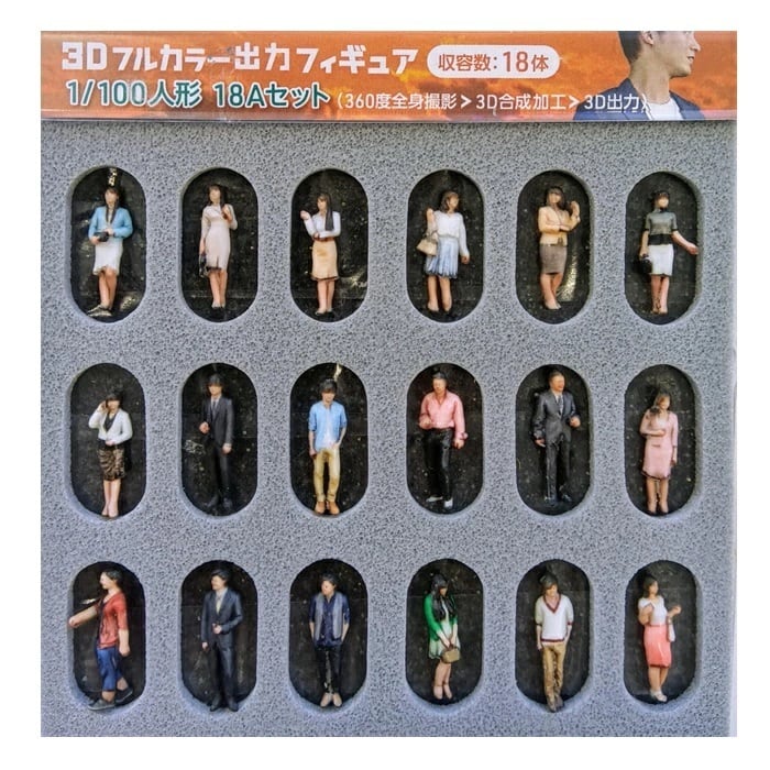 ジオラマ 人 人形 3Dカラー 1/100 18Aセット 18体入り 55-0040