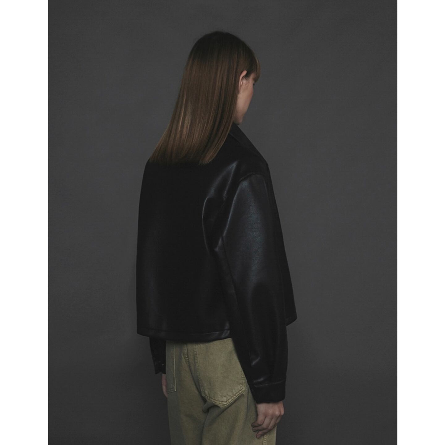 LAFUDGE FOR WOMAN] Buffing leather minimal blouson_Black 正規品