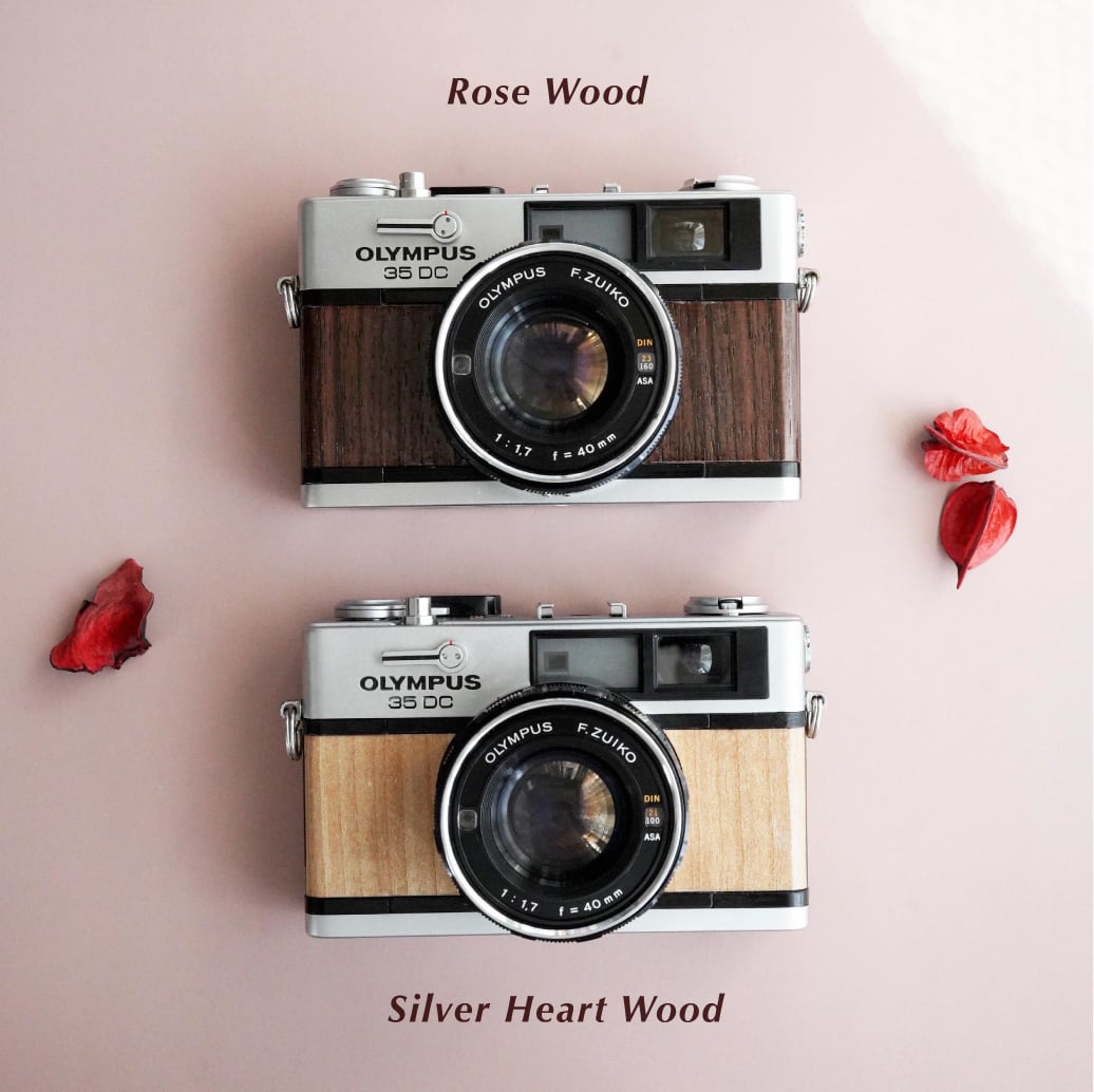 ローズウッド　シルバーハートウッド　Olympus 35DC　天然木材　Rose Silver Heart　受注製作 | Macha Cameras