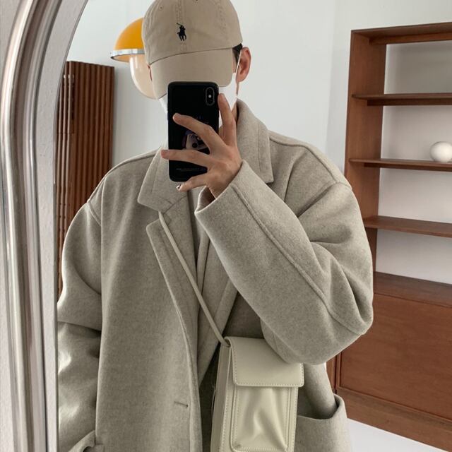 予約販売】コート ロング丈 メンズ ベージュ シンプル 男前 シック