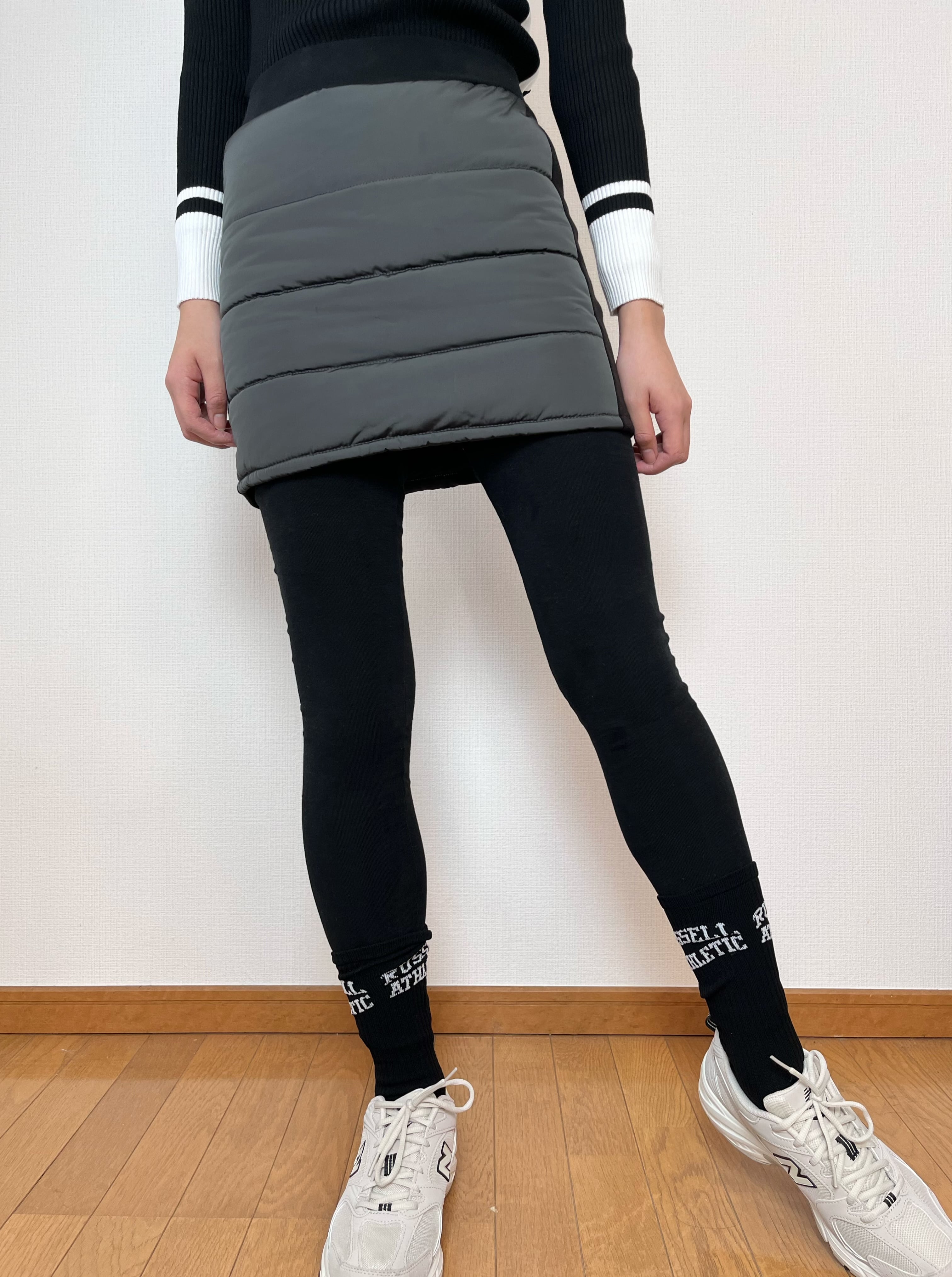 *即納*leggings docking batting skirt(Black / Charcoal)