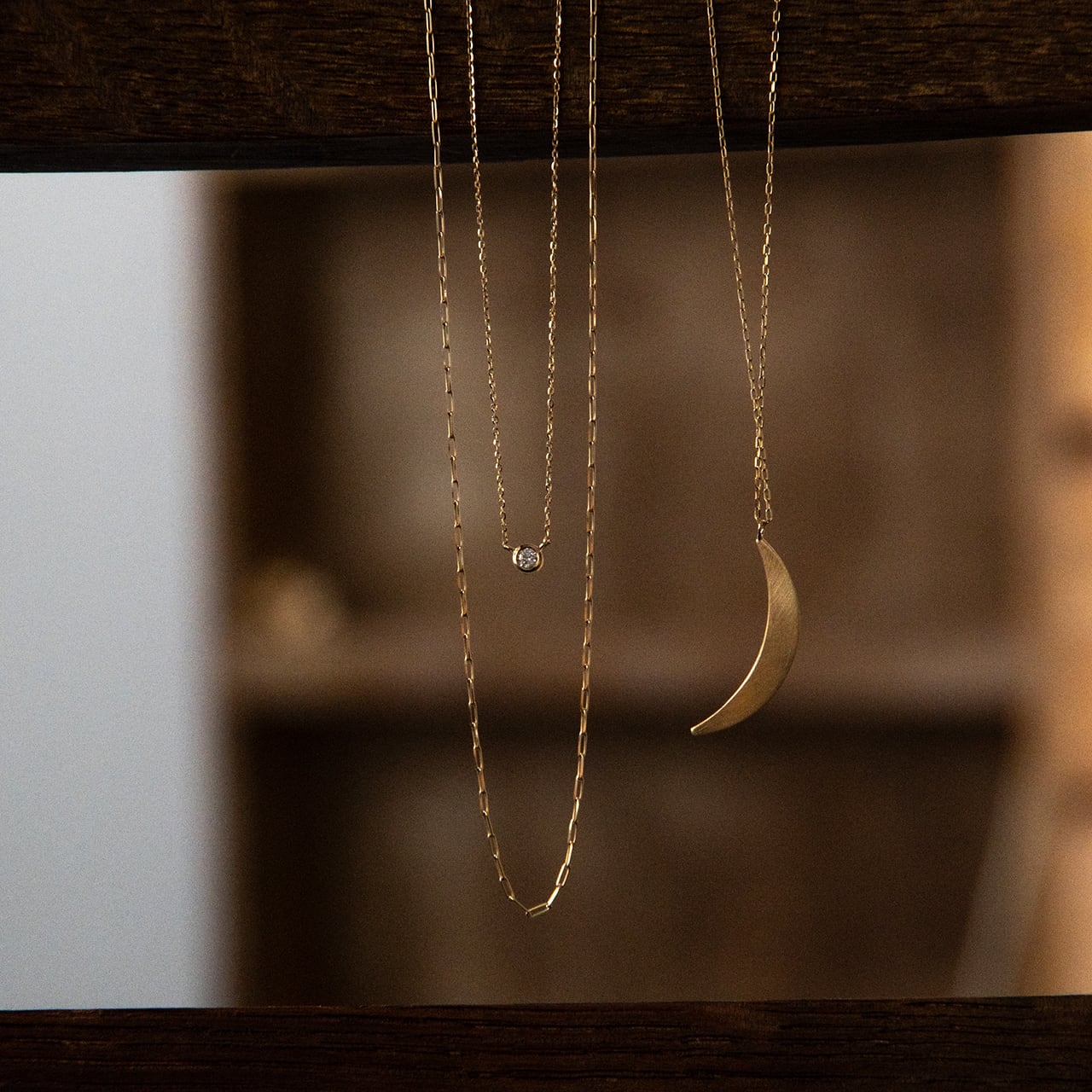 K18イエローゴールド三日月ネックレス＜リバーシブル＞【MKY0057N1