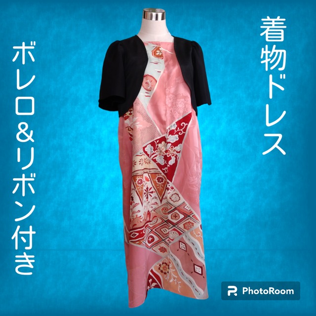 豪華 大島紬 ボレロ ワンピース 着物リメイク 黒 幾何学 L 【公式通販】