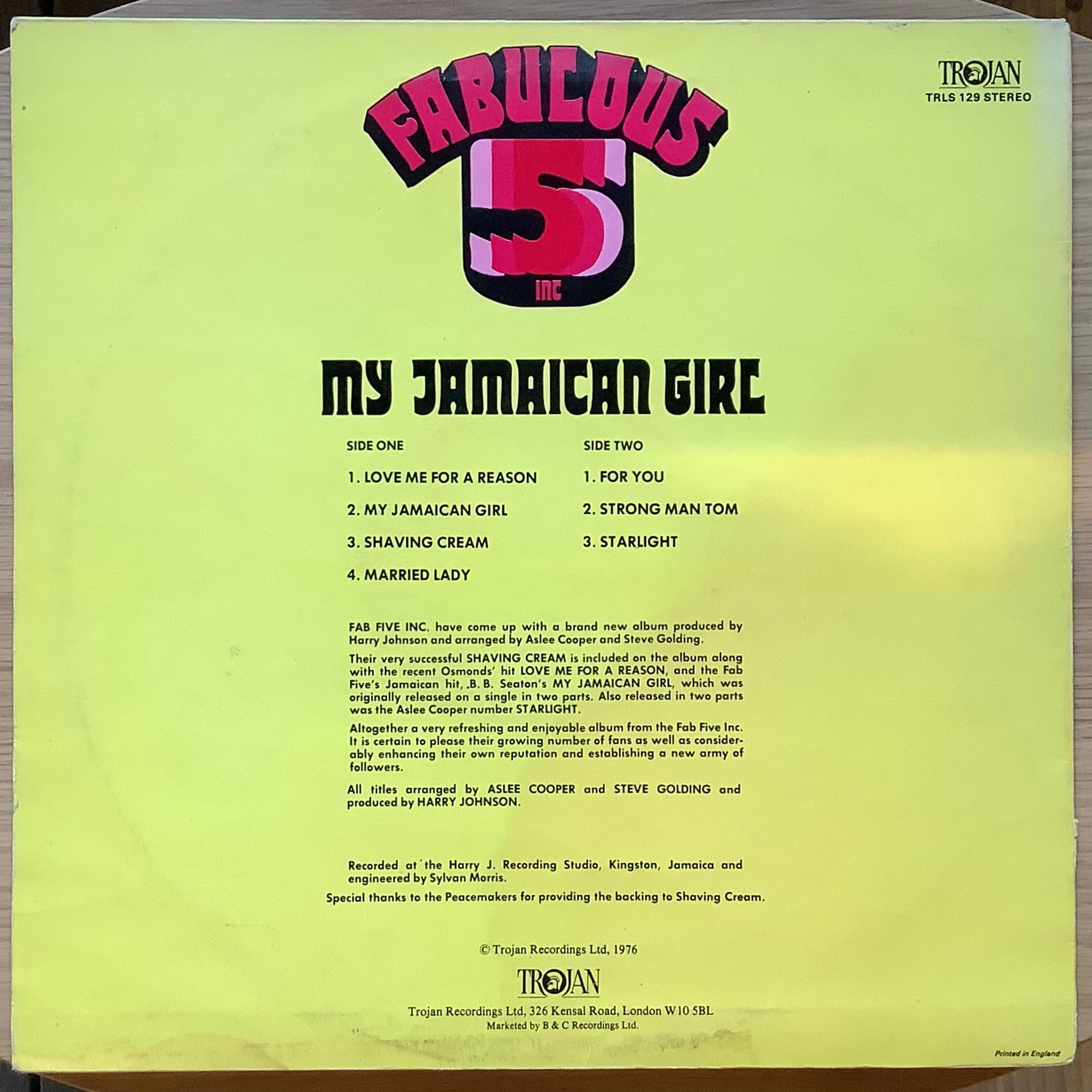 FABULOUS 5 INC / MY JAMAICAN GIRL | Plastic Soul Records