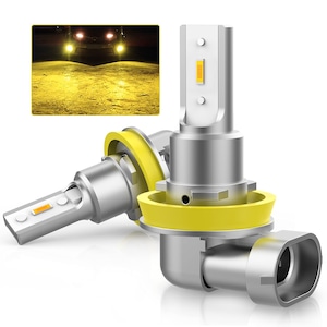 【人気】GOSMY LED フォグランプ H8 H11 H16 バルブ イエローフォグ黄色 12V車対応 2000LM CSPチップ搭載 3000K 50000時間以上寿命 (2個入り)