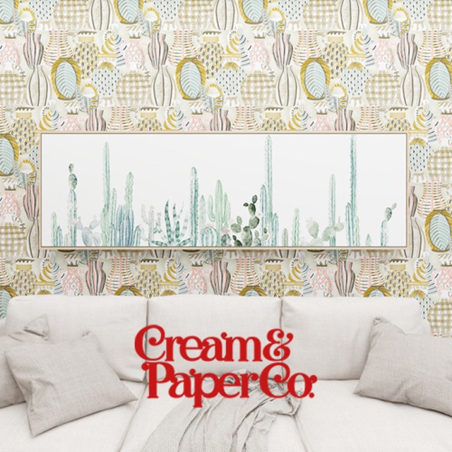 ウォームグレー×ピンク・ライトブルー つぼ柄 FL1-778601MT for DIY 53㎝×10m リピート64㎝