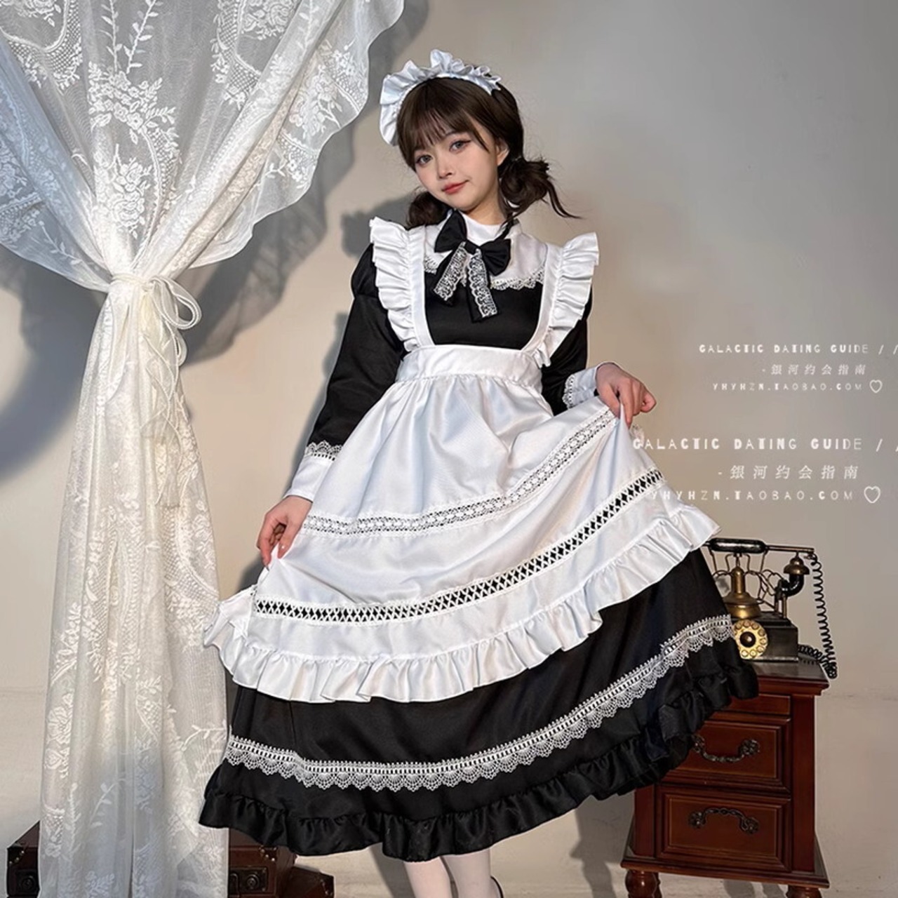 天使と悪魔 サブカル系 メイド服 ミニ丈 ロング丈 4点セット ワンピ 