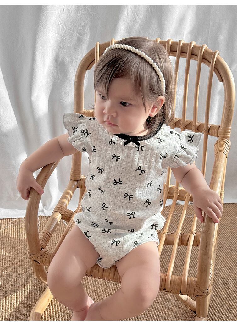 モノトーンリボンロンパース