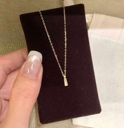 ネックレス レディース 18金仕上げ シルバー925 バーモチーフ ジルコニア 華奢 シンプル 金属アレルギー プレゼント ギフト