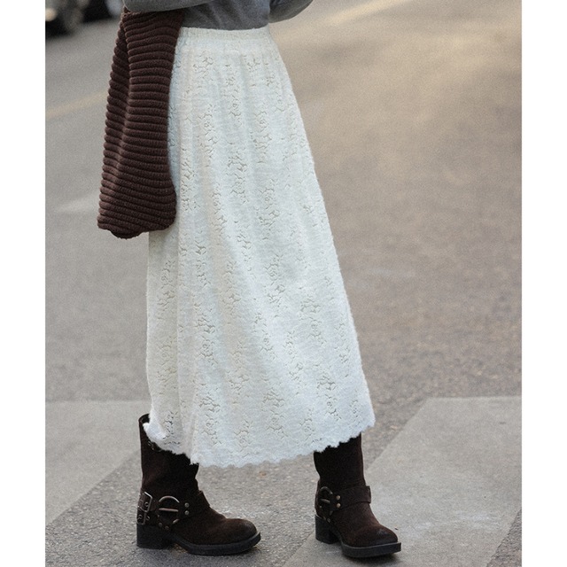 openwork jacquard skirt　J00368