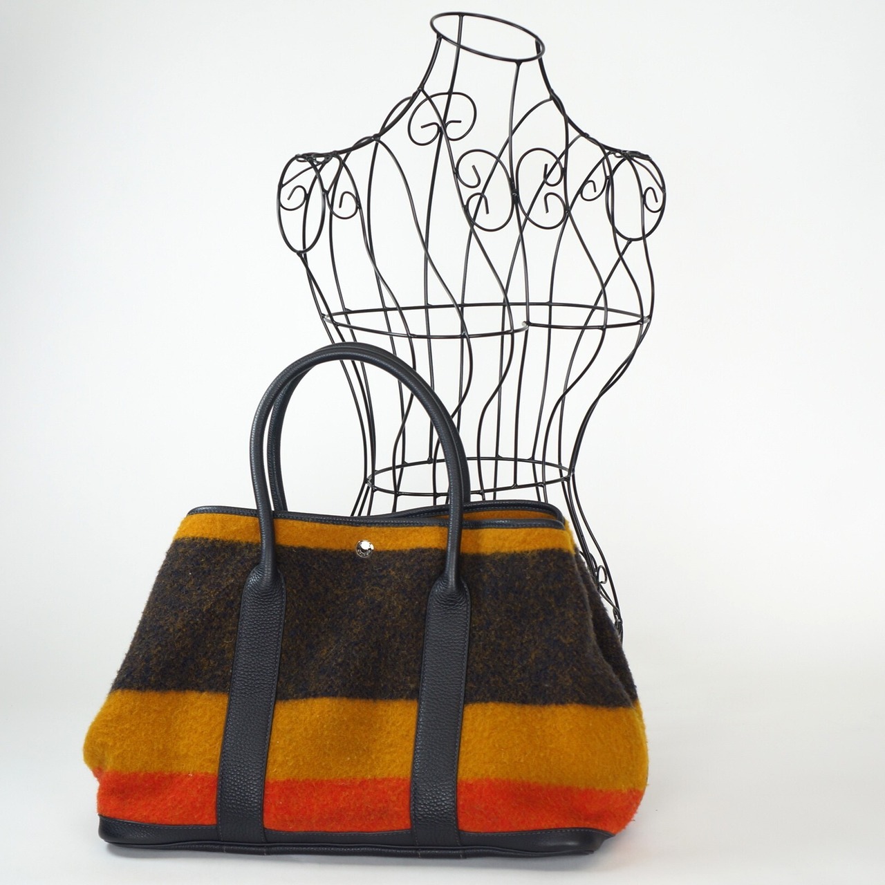 Hermès エルメス ロカバール (ウール)×レザー ガーデンパーティ 36 PM シルバー金具 トートバッグ ハンドバッグ