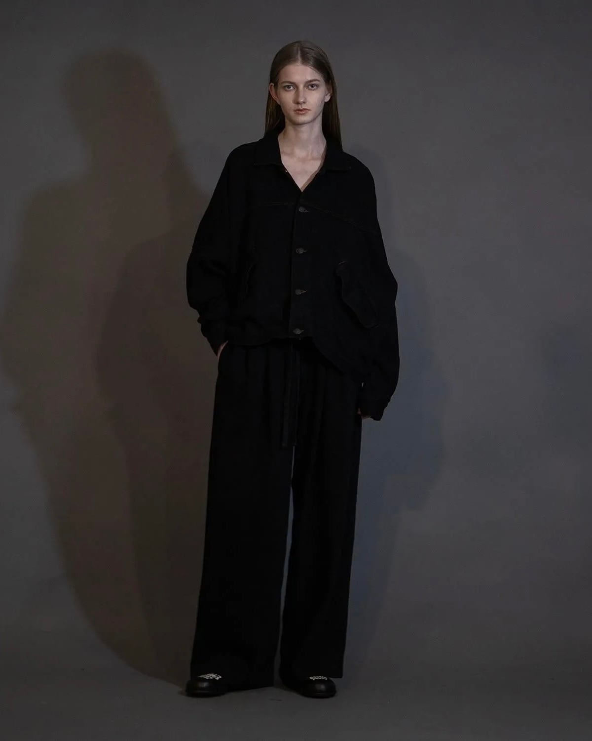 my beautiful landlet SOFT DENIM WIDE JACKET BLACK | nua