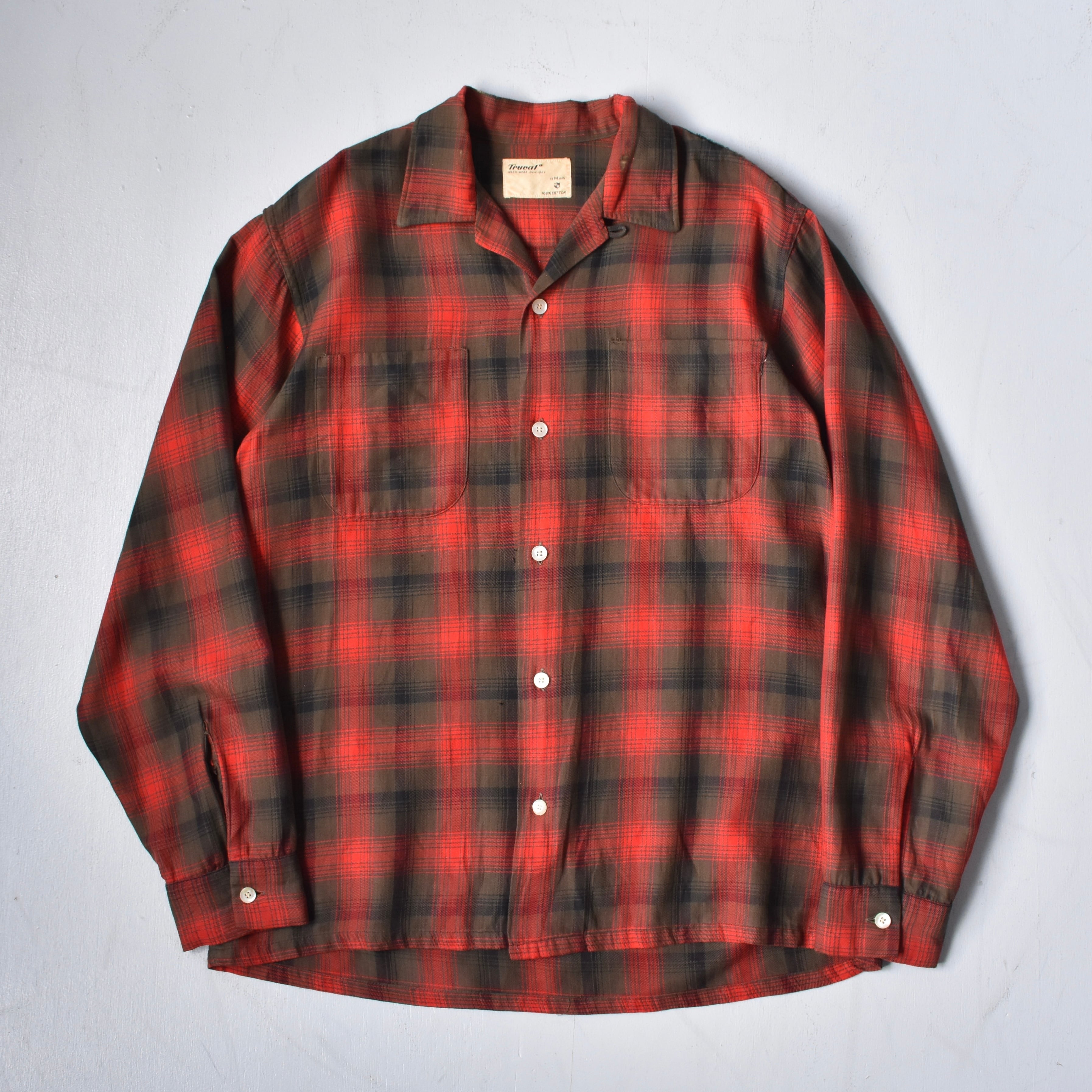 VINTAGE】 60's~70's Ombre Stripe Open Collar Shirt l/s | FINCH