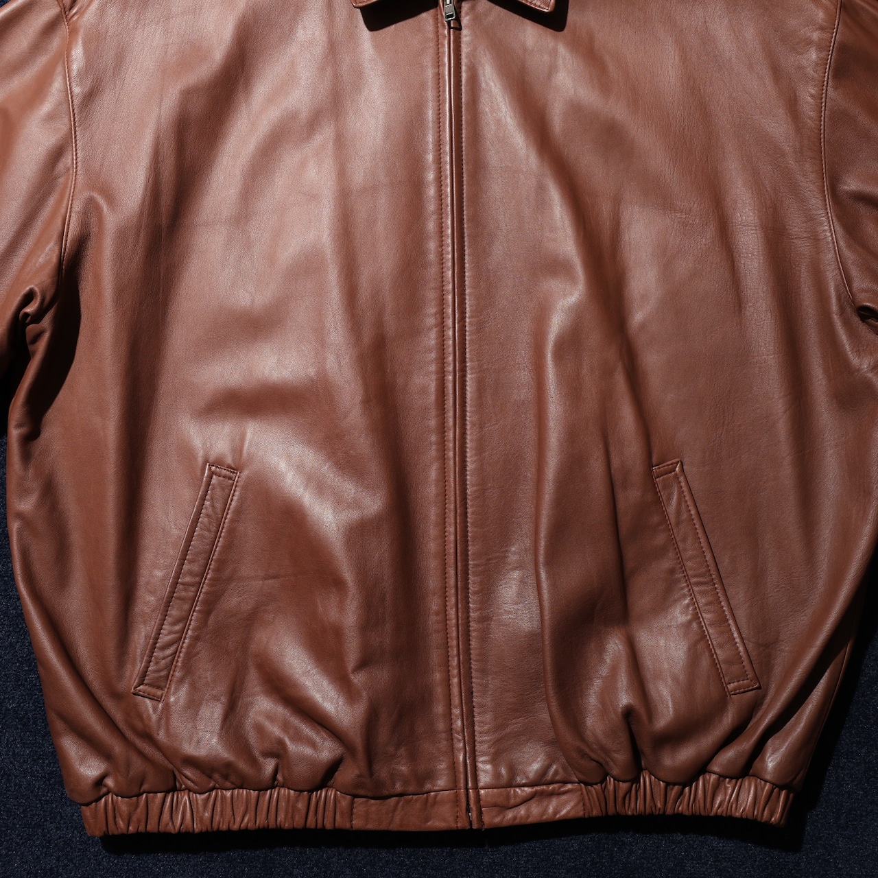 美品 XL ポニー無し Polo Ralph Lauren ラムスキン レザージャケット ブルゾン スウィングトップ ドラズラー Lambskin ポロラルフローレン