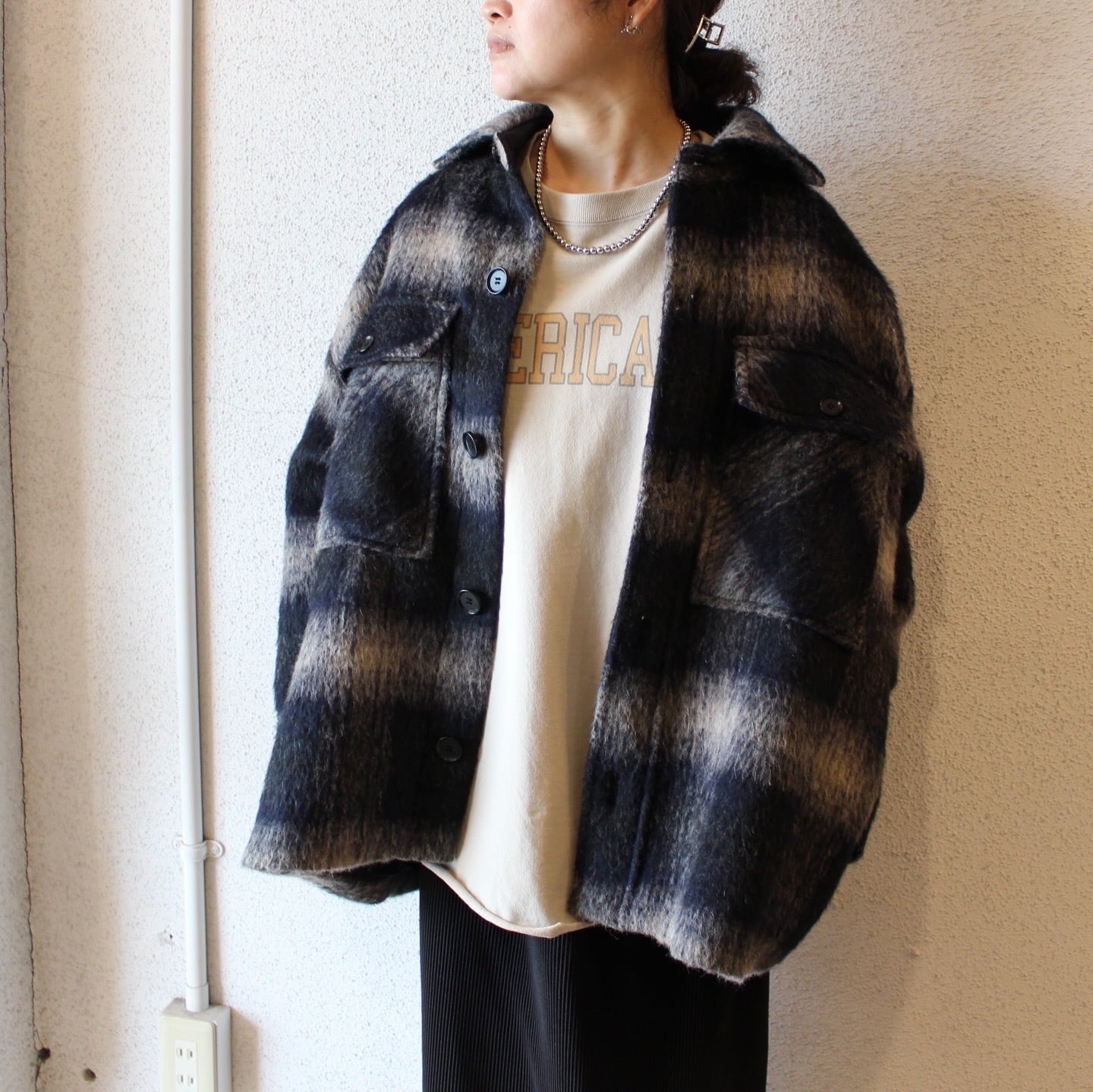 ✦SACLA✦Radyダウンコート、ファーティペット、花びらタンクトップ フレンチダックダウンノーカラーコート（ダウンジャケット/コート