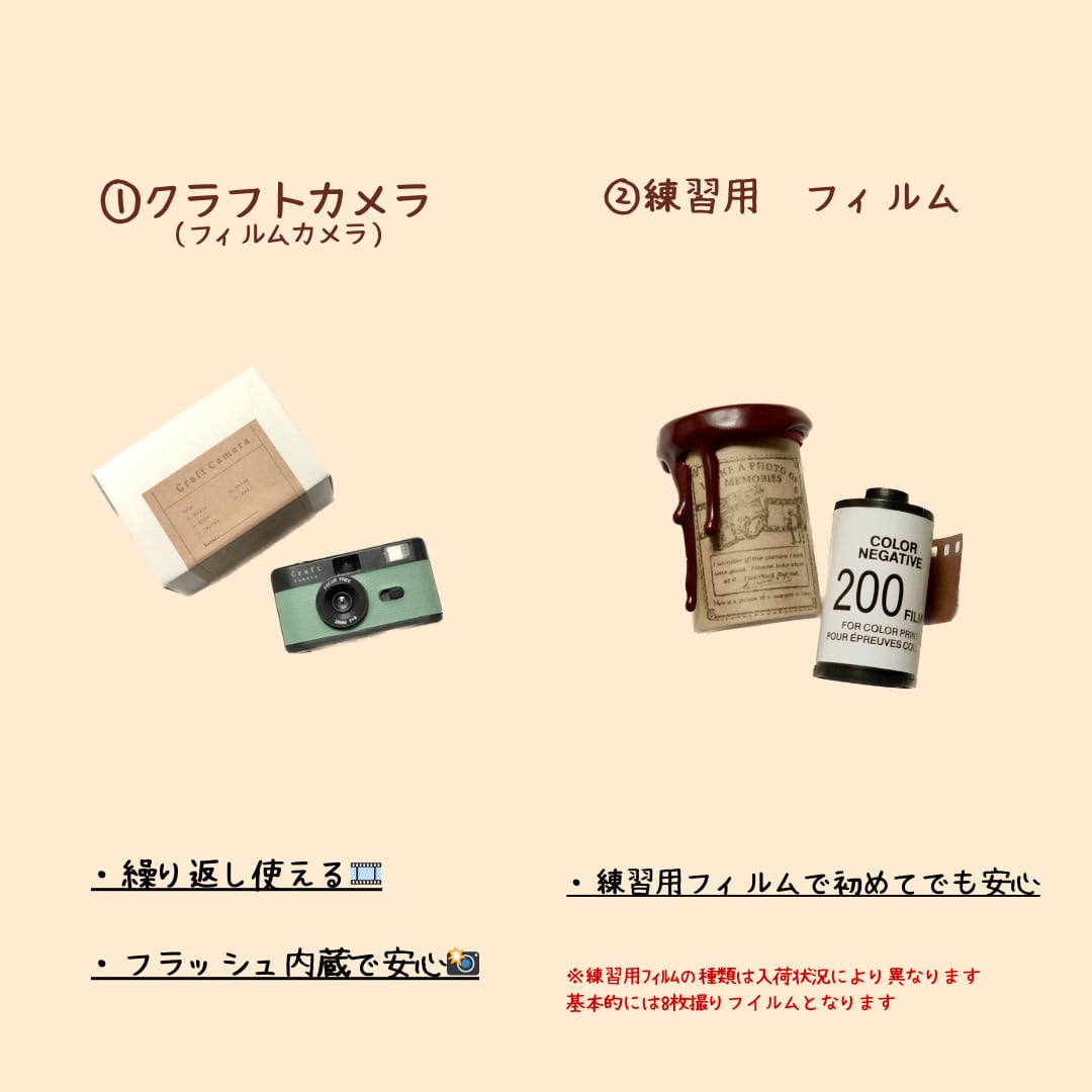 ﾀﾞｰｸｸﾞﾘｰﾝ】フィルムカメラ安心10点セット・BK18 | CraftCamera®︎Shop