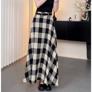チェックフレアロングスカート　00486