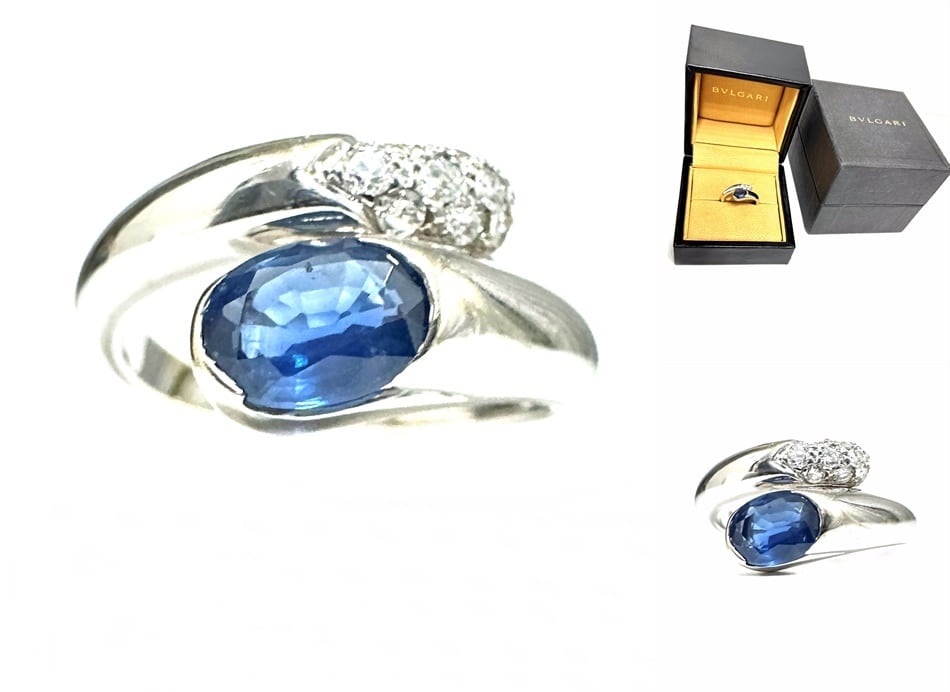 Scarlet サファイア×ダイヤモンド　取り巻き　K18WG　オーバル BVLGARI ブルガリ K18 WG アストレア オーバル サファイア