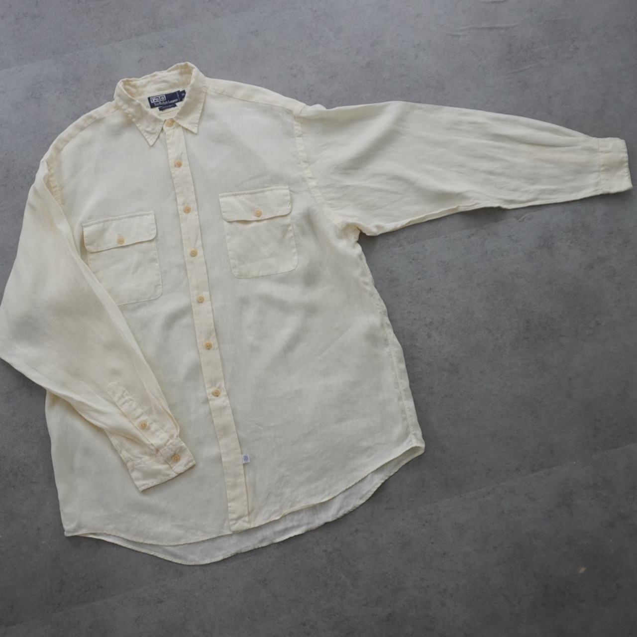 90s Polo by Ralph Lauren LINEN L/S shirt [XL] 古着 - 6