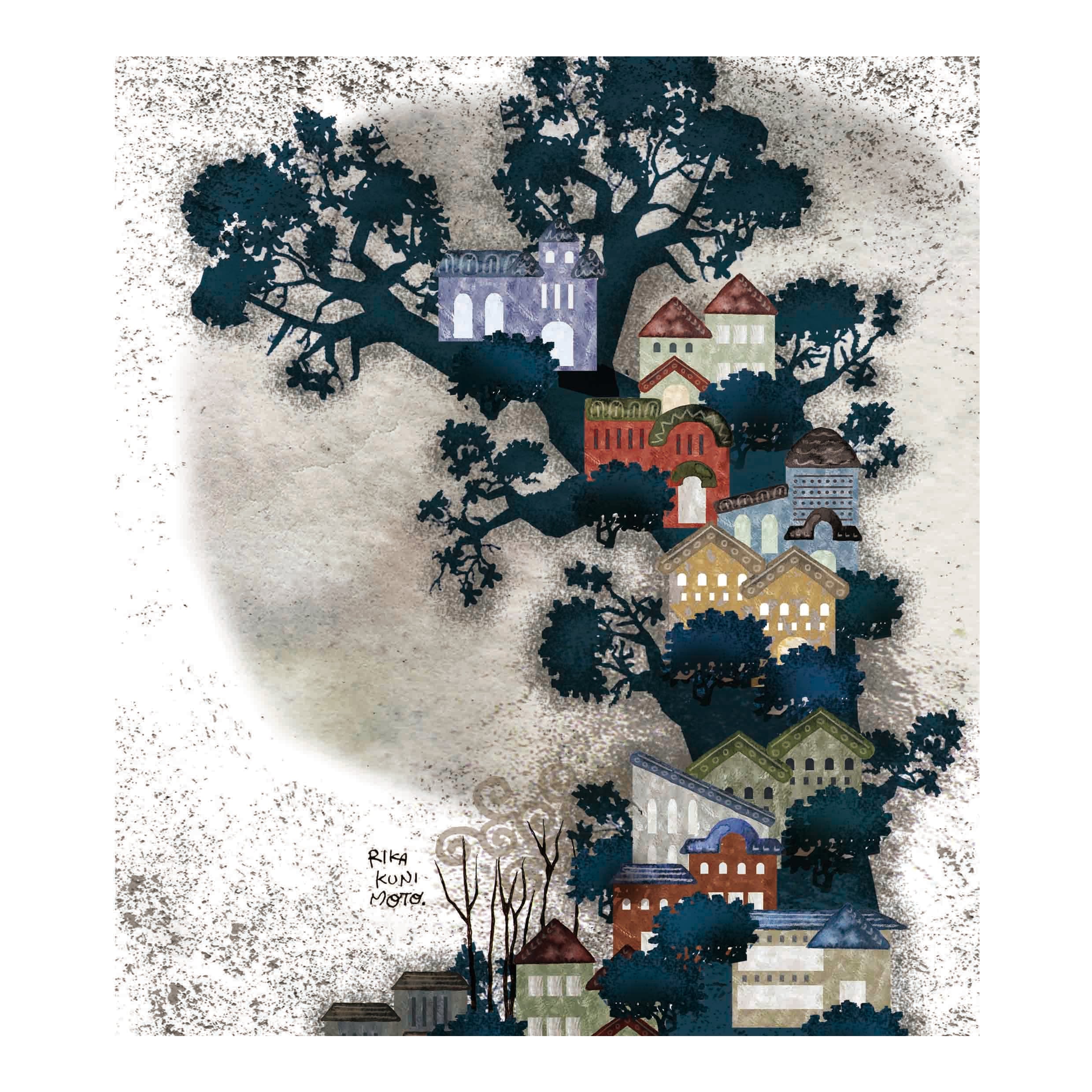 ◇木の家 Wooden Houses 《水彩画ポスター/額装付き》 | ILLUSTRATOR