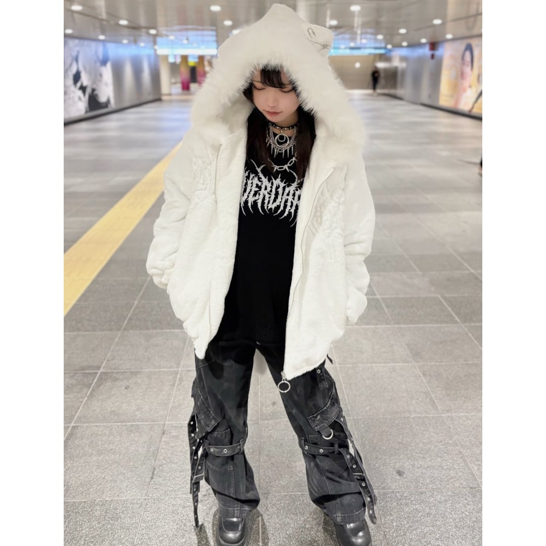 1/7 BLACK S再入荷！】新作☆ふわもこ ネコ耳しっぽファーブルゾン