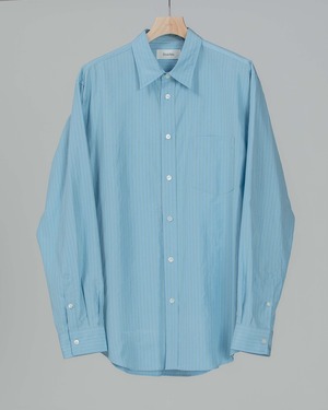 Silk Cotton Stripe Shirt - Sax