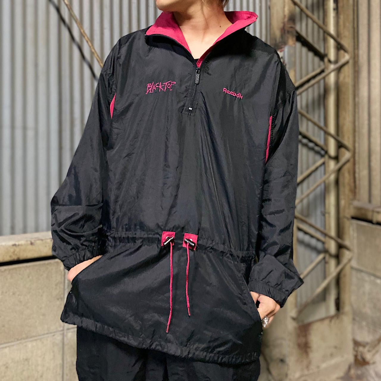 90年代 Reebok リーボック BLACKTOP フィッシュテール ロング丈 ロゴ 