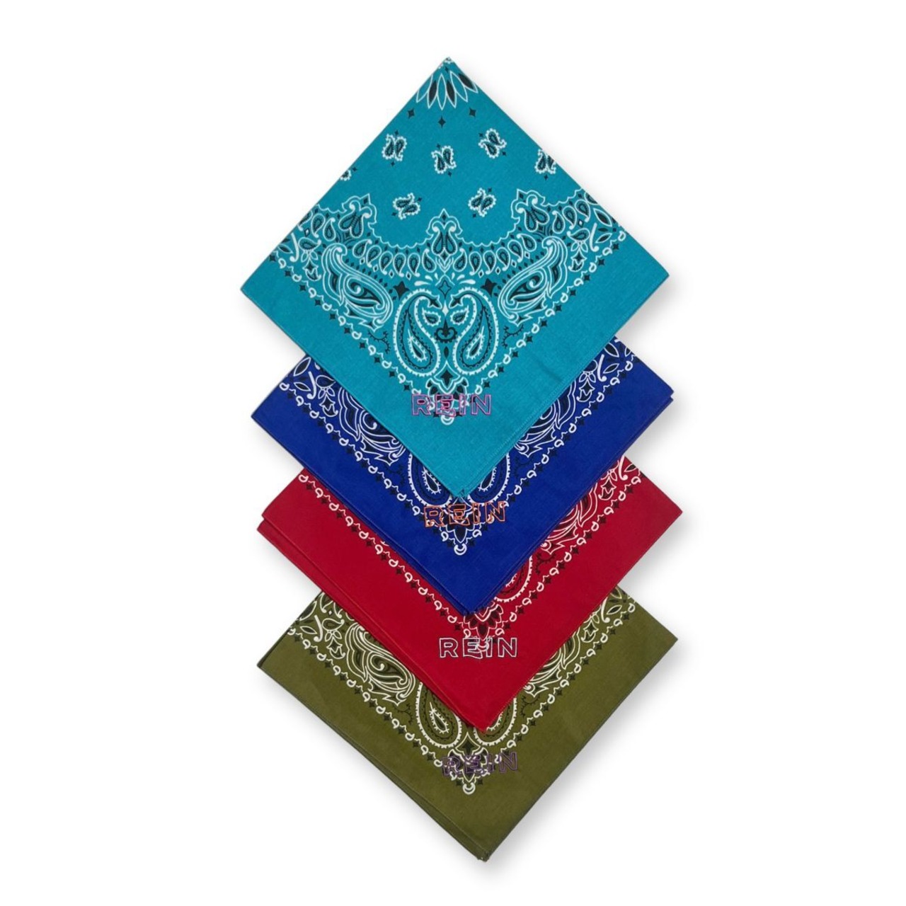 ＜REIN＞ Embroidered Bandana エンブロイダリー バンダナ(Turquoise) - 3