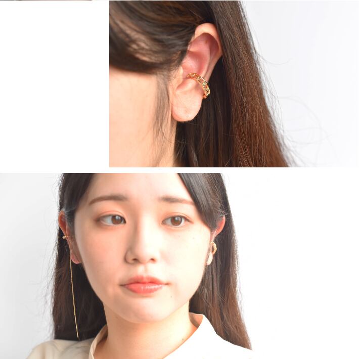 イヤーカフ 揺れる メタル 両耳用 イヤリング アクセサリー イヤカフ 
