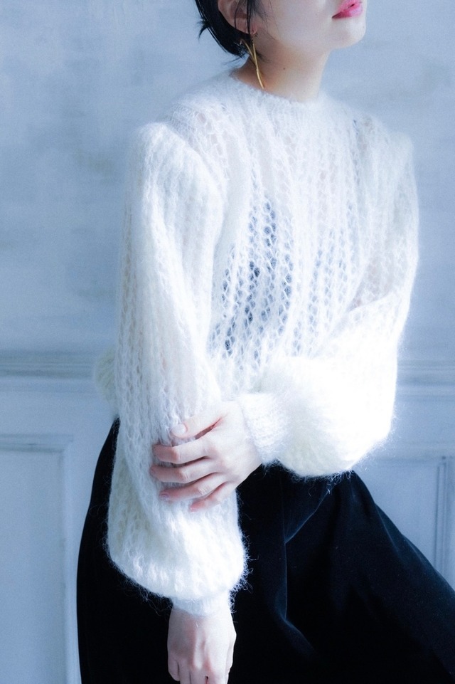 white mohair knit