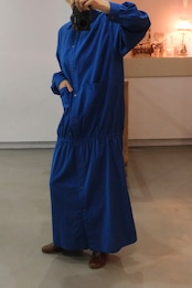 Vuokko cobalt blue cotton snap button shirt dress