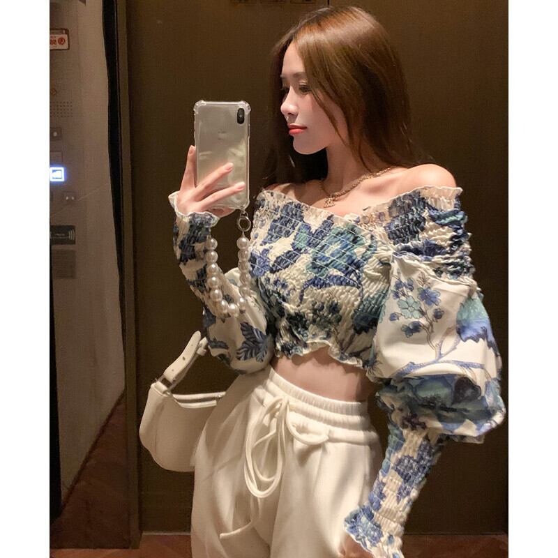 フローラルスリーブシャツ ブラウス オータム 秋物 花柄 ピュア ガールズファッション73065239021