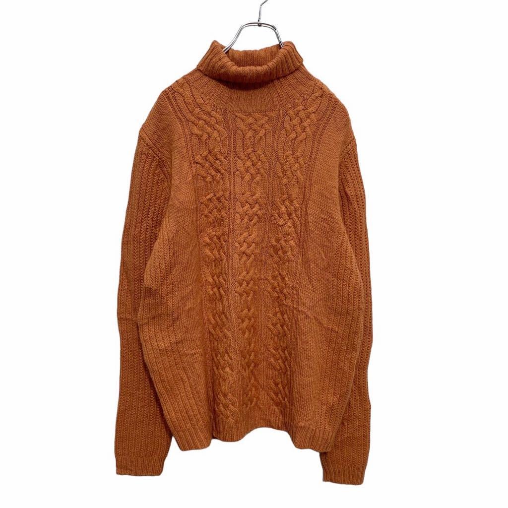 WEST COAST ハイネック ニット セーター S キャメル ケーブル編み