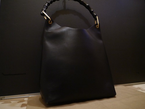 ◆GUCCIグッチ バンブーライン レザー ワンショルダー バッグ 黒