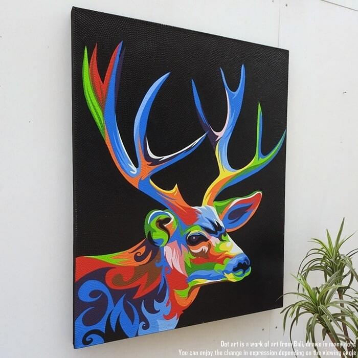 ドットアート 70cm × 90cm 鹿 ドットペインティング モダンアート