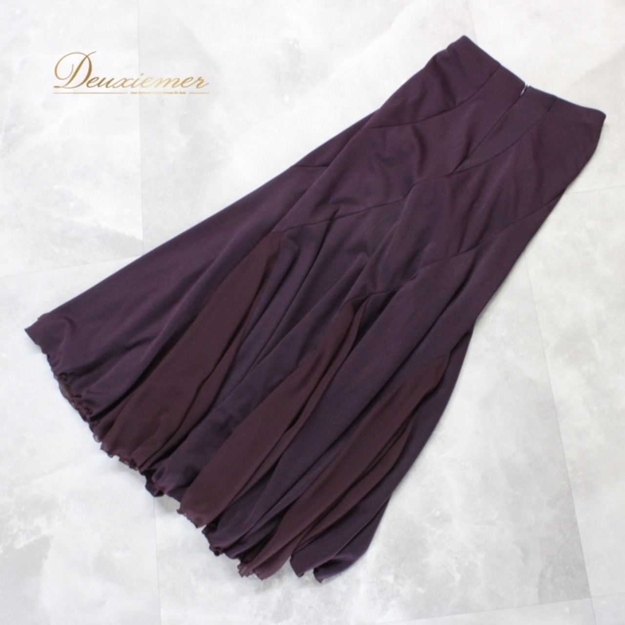 社交ダンス 衣装 スタンダード スカート レッスンウェア レディース 無地 練習着 白樺ドレス パープル系 紫 シンプル フォーマル 上品 気品 ディープパープル 伸縮性 ポリエステル スカート丈90cm ウエスト30cm 練習用 大人用 社交ダンス用 上級者向け 女性用 競技用 高品質 エレガント