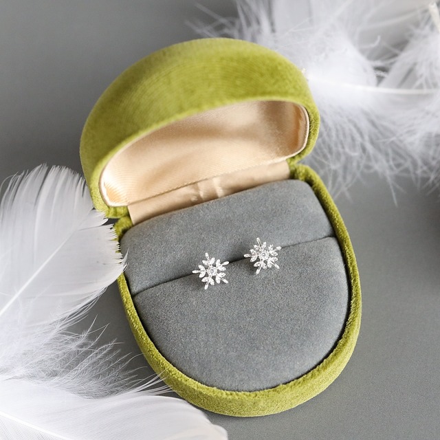 雪の結晶｜SLV925×CZ スノーホワイトピアス｜イヤリング変更可｜アレルギー対応｜冬限定