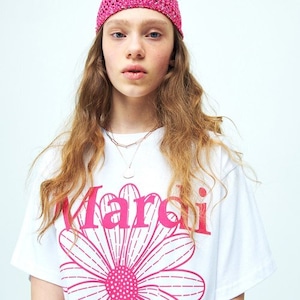 [MARDI MERCREDI] TSHIRT FLOWERMARDI_WHITE VIOLET 正規品  韓国 ブランド 韓国ファッション 韓国代行 Tシャツ