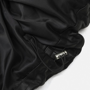 Cropped Leather Puffer Jacket(Black)