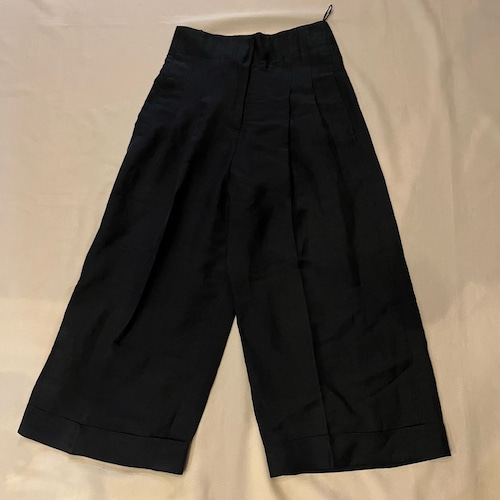 CELINE セリーヌ Phoebe期 Double Hemtak Pants ワイドパンツ 21R21/7630 ネイビー size:34【代官山A07】