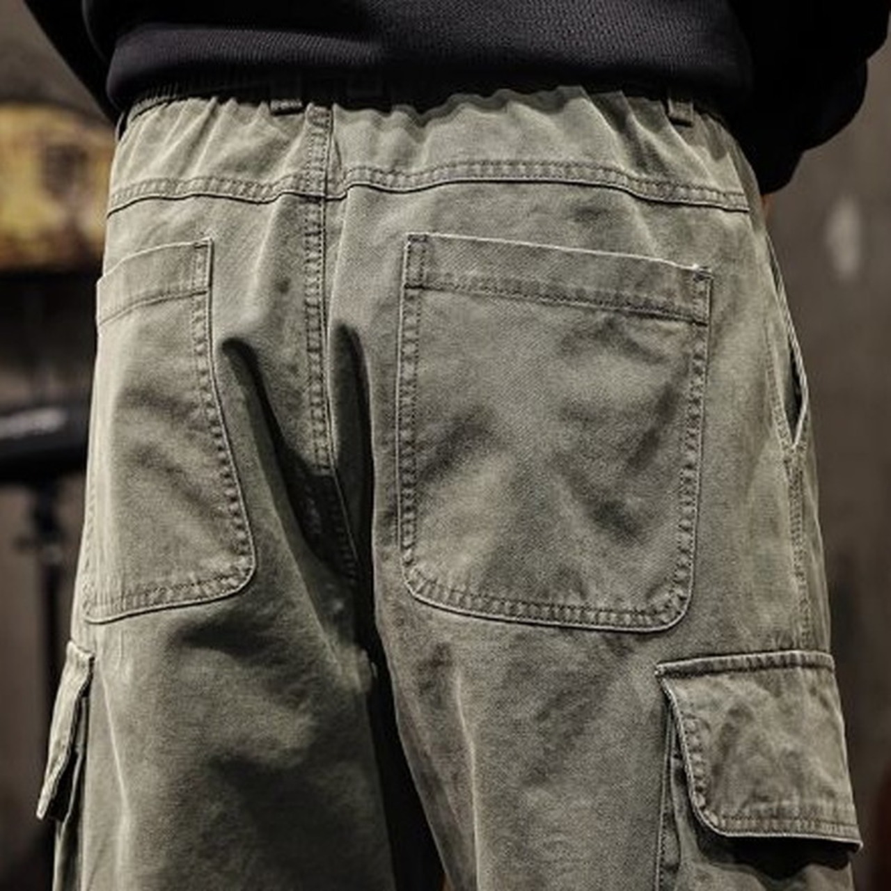 Flap Pocket Cargo Pants with Belt Loops, ◇2color H0825